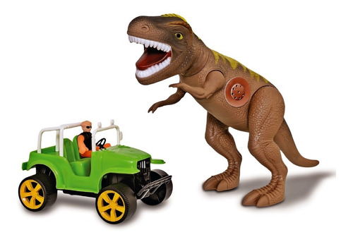 Dinossauro T-rex E Jipe Tirano Rex Safari 43 Cm - Adijomar