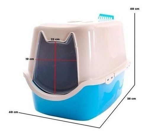 Imagem 2 de 2 de Caixa De Areia Para Gatos Banheiro Durapets Com Pá Azul