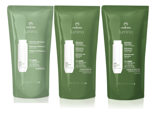 Natura Lumina Cacheados Kit Refil Sh + Cond + Creme Pentear