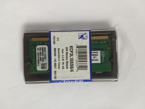 Memoria Kingston 4gb, Ddr3l, 1600 Mhz (kcp3l16ss8/4)
