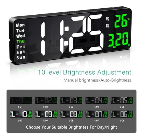 Reloj De Pared Digital Grande Oria, Reloj De Pared Digital G