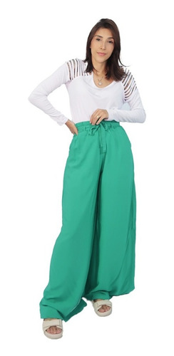 Imagem 5 de 9 de Calça Pantalona Feminina Cintura Alta Roupa Linda Instagram