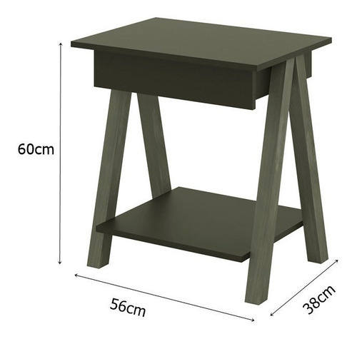 Mesa De Cabeceira 1 Gaveta Ofertamo Amadeirado/off White Acabamento Brilhante Cor Branco