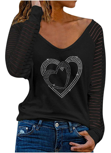 Top F Para Mujer, Moderno, Con Cuello En V, Estampado Holgad