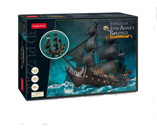 Barco Queen Anne Revenge Barba Negra Version 2 Led Puzzle 3d