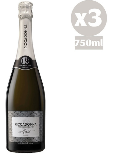 Imagen 1 de 3 de 3x Espumante Italiano Riccadonna Asti Dulce 750ml