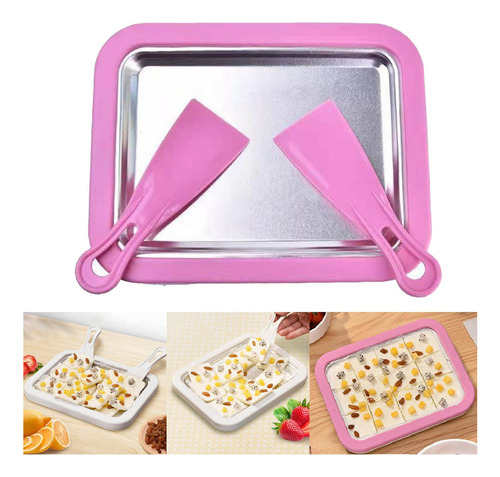 Mini Heladera Con 2 Espátulas Frozen Yogurt Freezer Rosa
