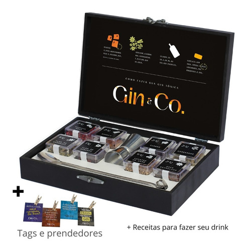 Imagem 1 de 6 de Kit 08 Especiarias Gin Tônica + Dosador Duplo Inox