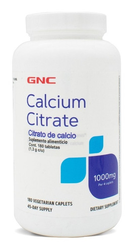 Gnc  Calcium Citrate 1000 Mg 180 Tabletas Sin sabor