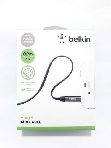 Cable Estereo Auxiliar 1- 1 3.5mm Plano 90cm Belkin Metalico