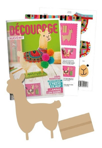  Revista Decoupage Llama Decorativa Lámina 2 Piezas Mdf