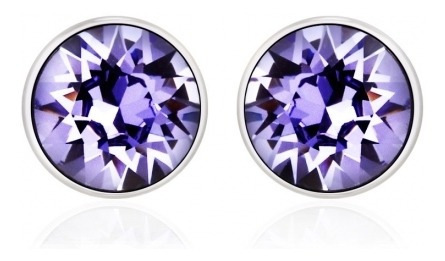 Aretes De Cristal Swarovski Color Morado