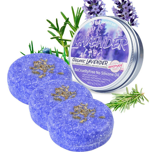 Jabón Removedor Aceite De Lavanda De 3 Piezas Cabello Negro