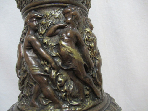 Antiguo Par Cráteras Ánforas Petit Bronce Italiano Relieve (Usado)