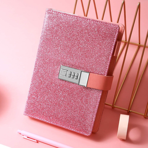 Cagie Sparkly Diary With Lock , Lockable Secrets Journal,...