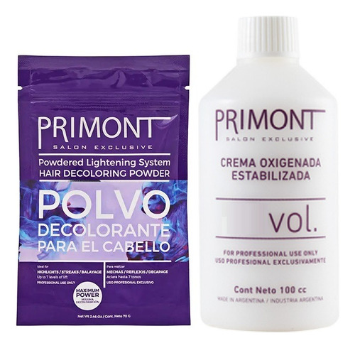Kit Polvo Decolorante Individual + Oxidante - Primont