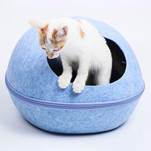 Cama De Fieltro Para Gatos, Cama Para Mascotas, Casa Azul