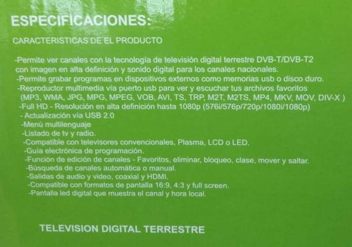 Tdt Receptor Tv Digital Hd Krono Control Hdmi