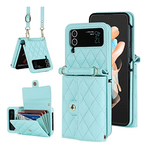 Funda Cartera Para Samsung Galaxy Z Flip 4 - Cuero Verde