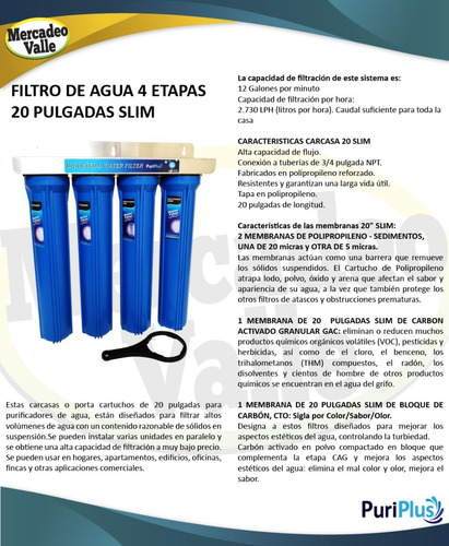 Filtro Agua Toda La Casa O Finca 20 Pulgadas Slim 4 Etapas
