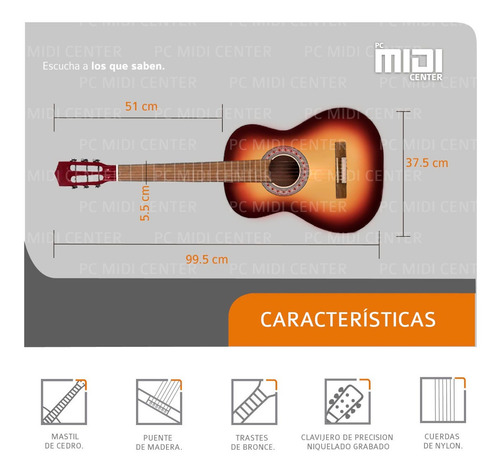 Guitarra Criolla Clasica Con Funda Y Puas Varios Colores