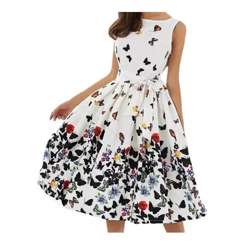 Vestido pinup clásico de lunares blancos y negros -  México