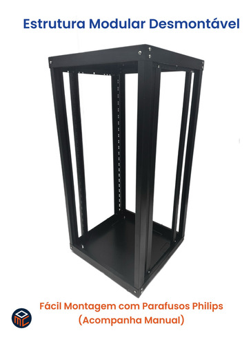 Rack Piso 24u X 570 + 04 Bandejas Fixas + 16 Kit Fixação