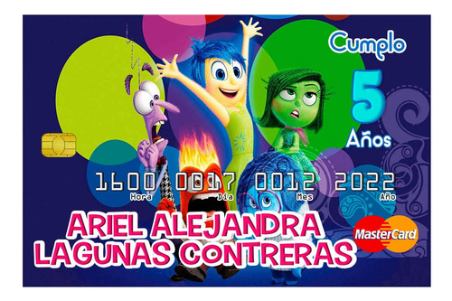 25 Invitaciones Tipo Tarjeta Credito Intensamente Alegria