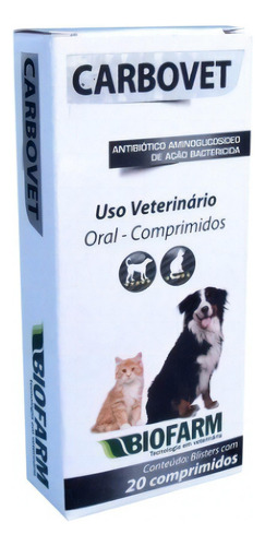 Biofarm Carbovet Cães E Gatos 20 Comprimidos