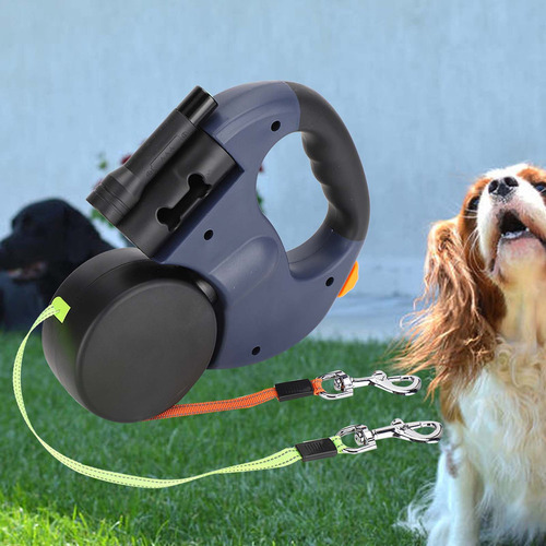 Correa Retráctil Para Perros Y Gatos Con Luz Led Gris Oscuro
