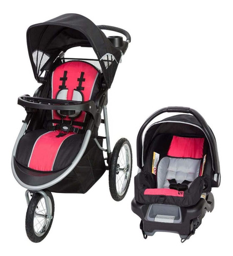 Coche de 3 ruedas Baby Trend Pathway 35 Jogger travel system optic pink con chasis color gris