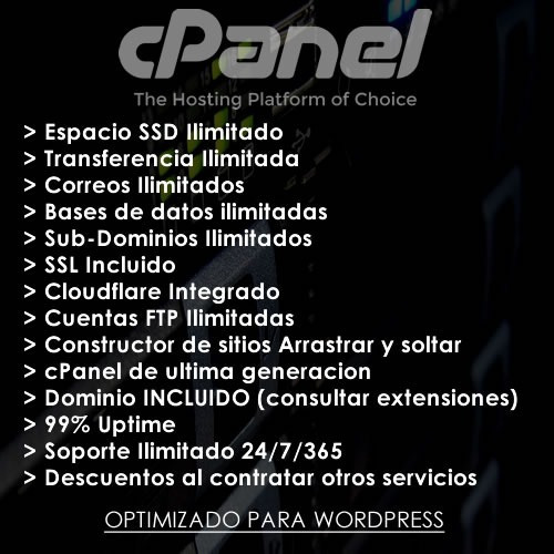 Hosting Cpanel Con Todo Ilimitado + Ssl Incluido