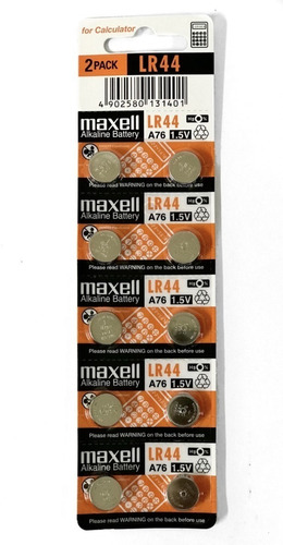 Pack Por 10 Lr44 Blister Maxell 1.5v