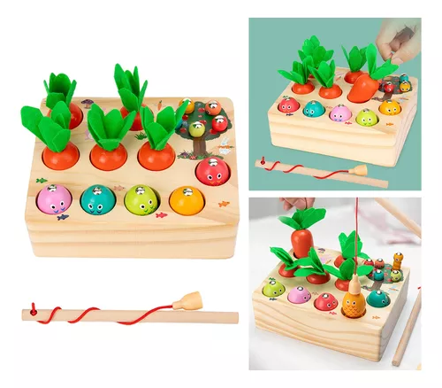 Wooden Puzzle Cenoura Harvest Toy, Brinquedos Montessori para Meninos  Meninas, Jogo Educativo para Crianças, 1 ano