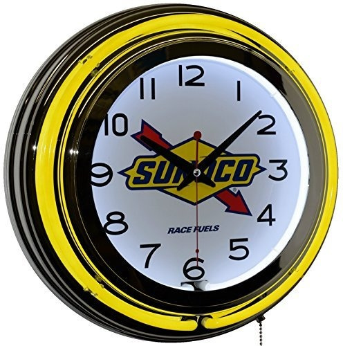 Sunoco Race Fuel Gasolina Logo Publicidad Doble Amarillo Neó