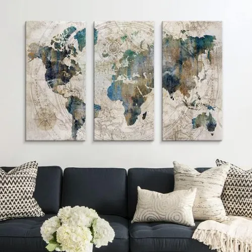 Goldfoilart Vintage World Map Canvas Wall Art Póster Grande