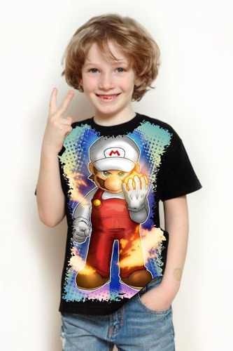 Camiseta  Criança 5%off Jogo Super Mario Bros Games Nintendo