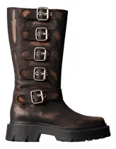 Comprar Borcego Caña Alta Cuero Vacuno Biker Boots Botas Motoqueras