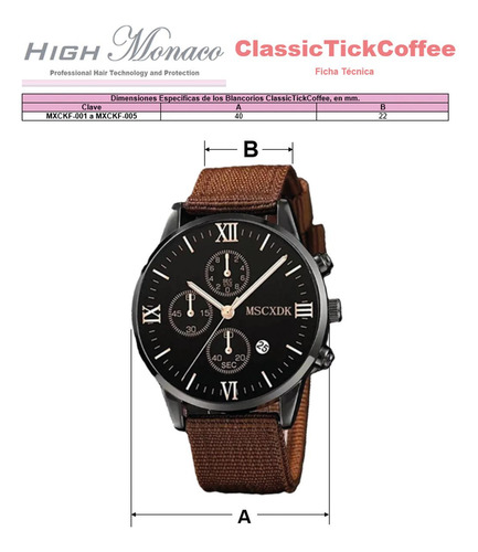 Reloj Mecánico, Mxckf-001, 1pza, Ø Dial 4cm, Longitud 23cm,