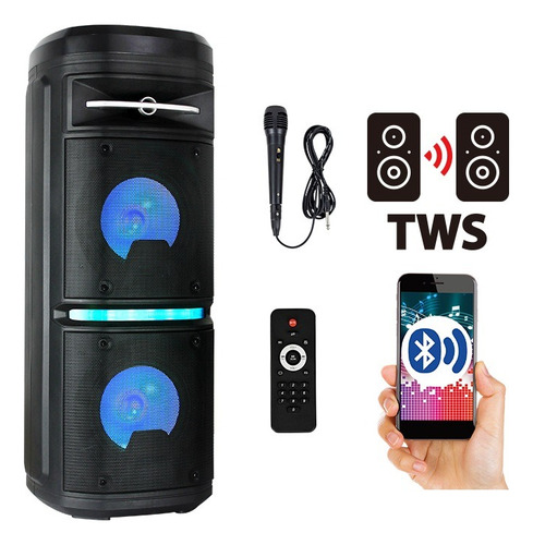 Bafle Recargable Bluetooth Doble Parlante 6 Pulgadas Potente Con Control Remoto Sd Usb Musica