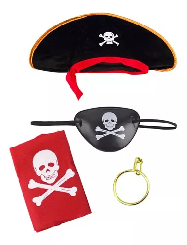 Fantasia de pirata 3 peças dourado festas halloween - MC Presentes