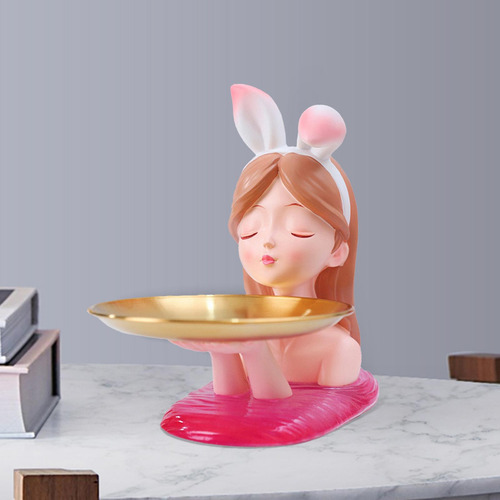 Estatuilla Estatua Bandeja De Almacenamiento Llaves Rosado