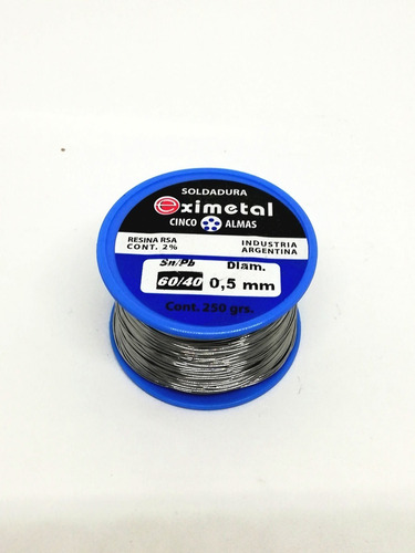 Imagen 3 de 5 de Estaño Rollo Eximetal 0.5mm Para Soldar 250gr 1/4 Kilo 0.5mm