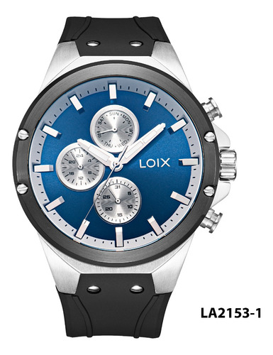 Reloj Hombre Loix® La2153-1 Negro Con Plateado, Bisel Negro