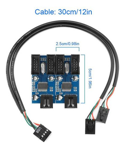 Placa Madre Usb 2.0 9 Pines Cabecera 1 A 4 Extensión Hub Spl