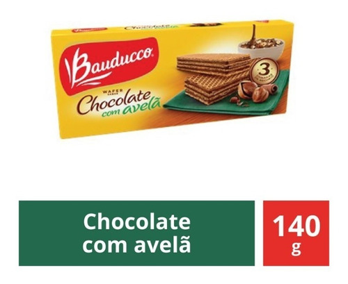 Biscoito Wafer Chocolate Com Avelã Bauducco 140g