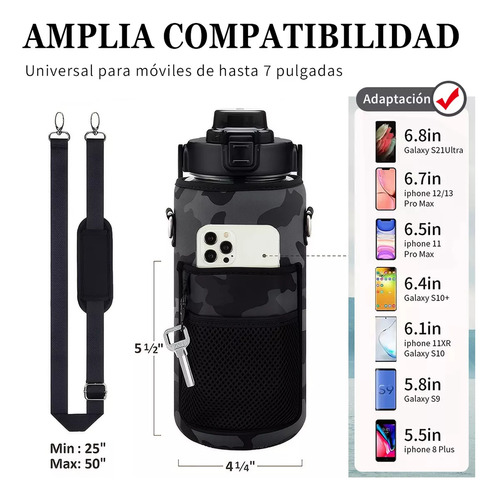 2l Botella Deportiva De Botella De Agua Con Popote Y Eslinga