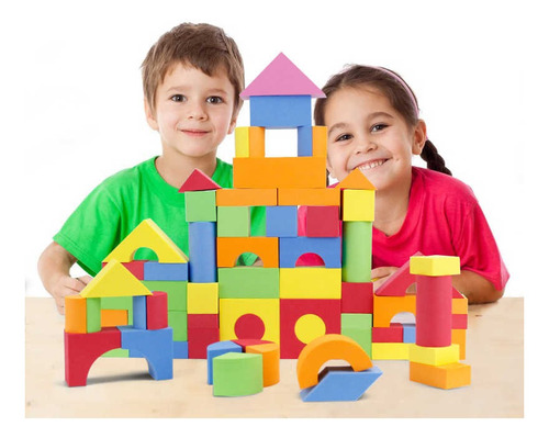 Imagen 2 de 4 de Juego De Bloques De Goma Eva Para Niños 60 Piezas Didáctico