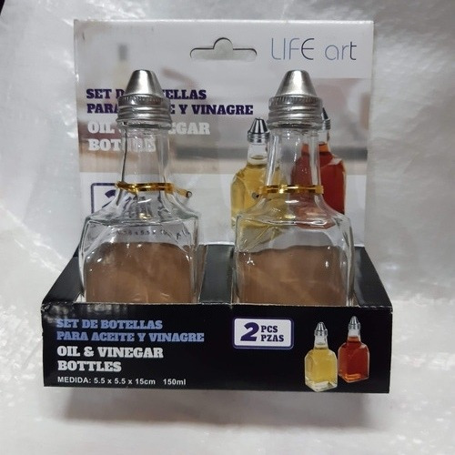 Set Dosificador Aceite Vinagre Vidrio Acero Inoxidable Bmg