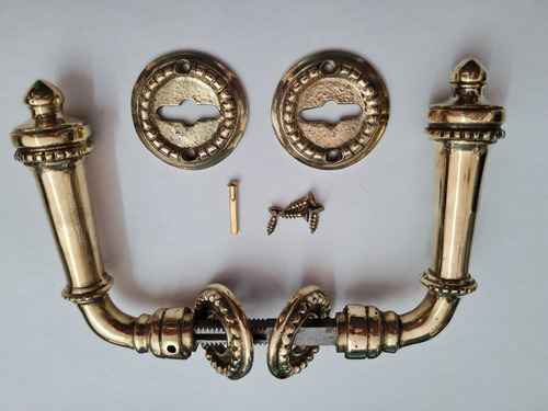 Imagen 3 de 10 de Picaporte Manija Puerta Estilo Antiguo De Bronce Brillante